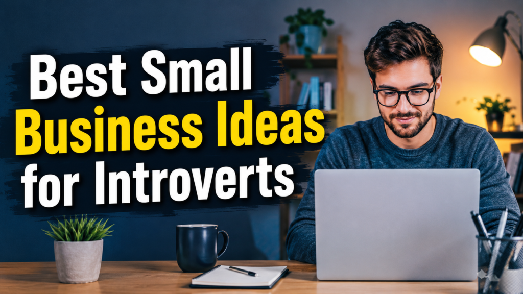 "Best Small Business Ideas for Introverts" highlighting low-stress business opportunities in 2026.