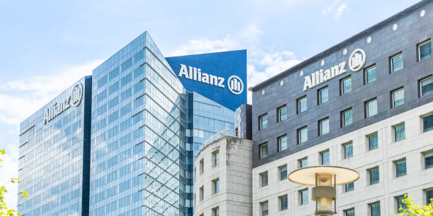 Allianz insurance company headquarters buildings with the Allianz logo displayed on modern office facades. 