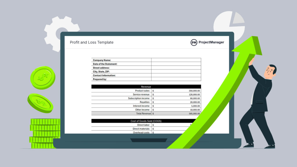 This image shows profit and loss template image show the whole picture of a business.