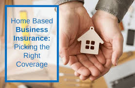 Hands holding a small wooden house cutout with text on picking the right coverage for home-based business liability insurance